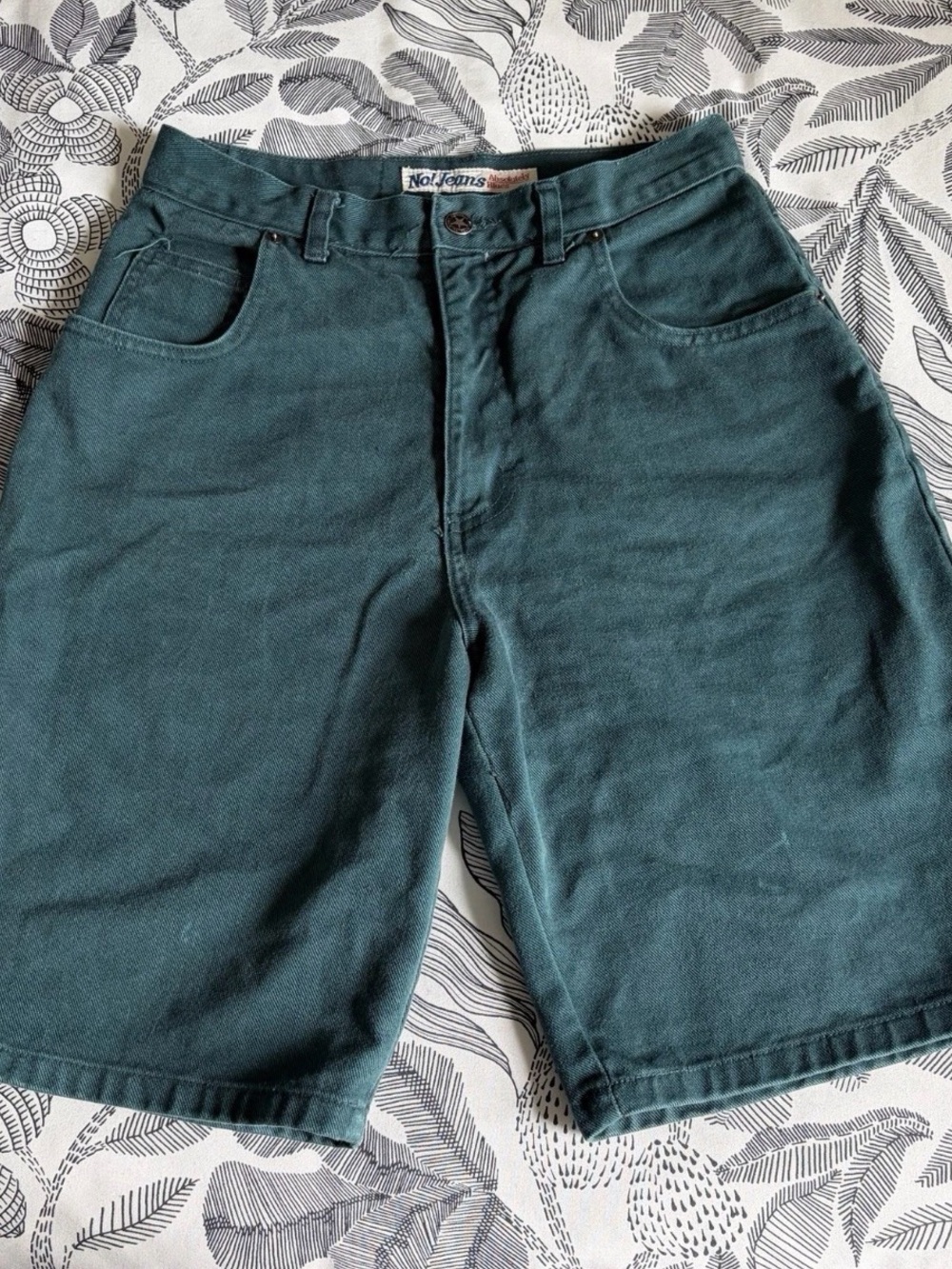 Vintage No! Jeans Green Cotton Denim Shorts Size 7